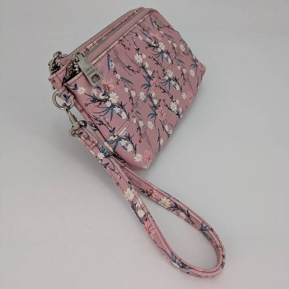 Steve Madden Pink Floral Wristlet Zippered Btrell Wallet Purse Clutch Flowers - Picture 8 of 10